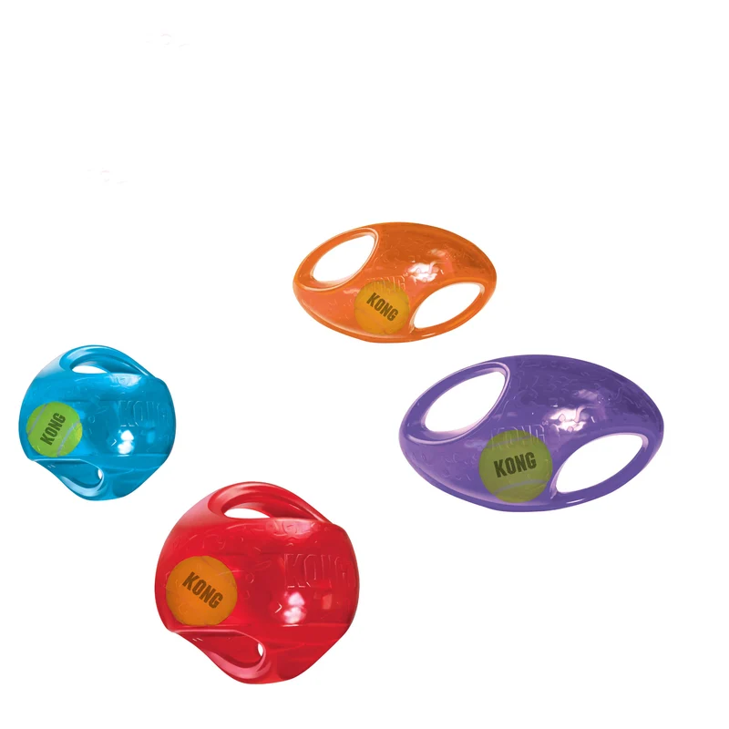 KONG Jumbler – 2-in-1 Hundespielzeug mit Tennisball & Quietscher | Ball & Football