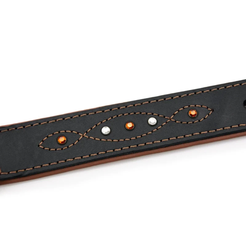Sternfalbe Lederhalsband für Hunde