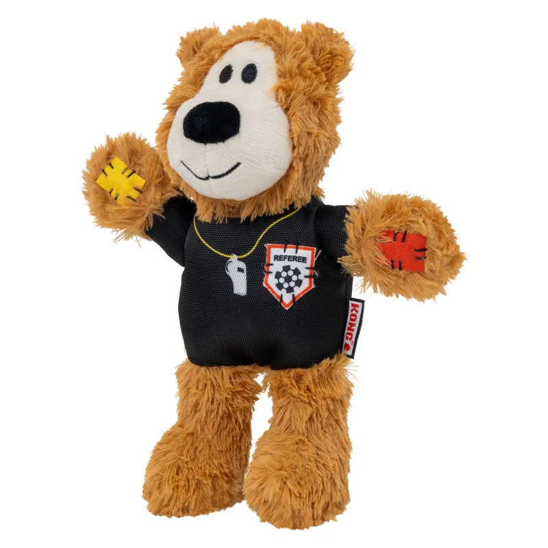 KONG Wild Knots Sport Bear Schiedsrichter – Plüsch-Hundespielzeug mit Seilskelett & Quietscher