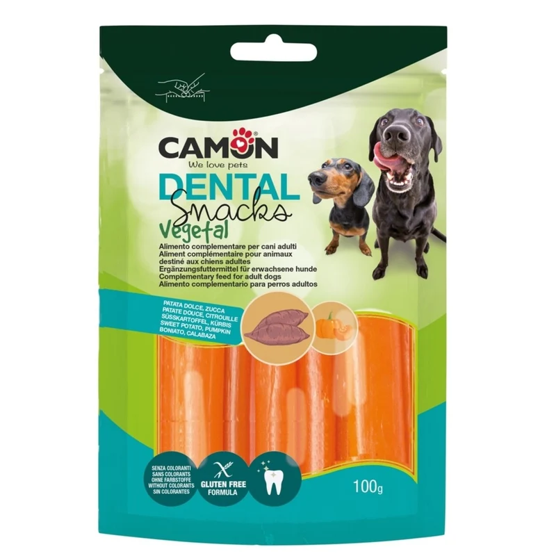 CAMON Veggie Hundesnack Süßkartoffel & Kürbis – Veganer Kausnack für Hunde