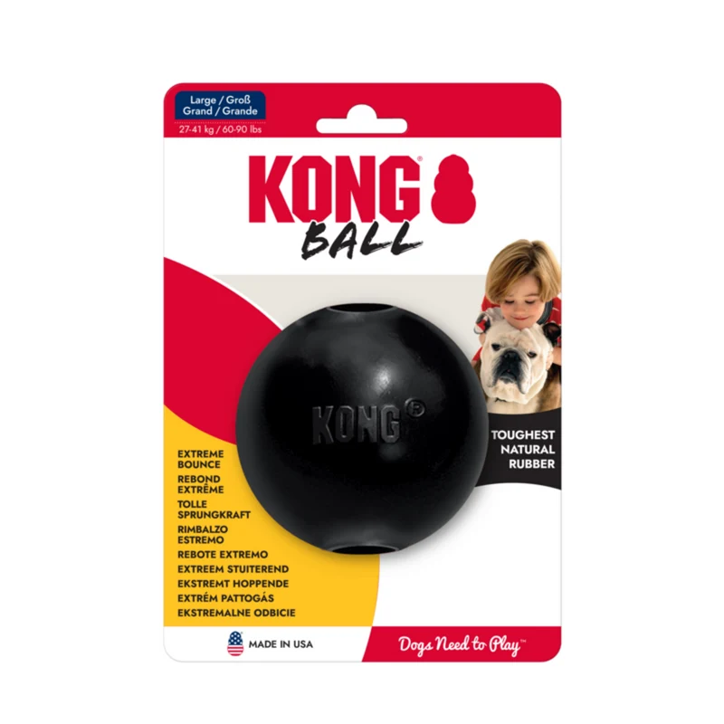 KONG Extreme Ball mit Loch – Robuster Hundeball aus Naturkautschuk | befüllbar | Gr. L