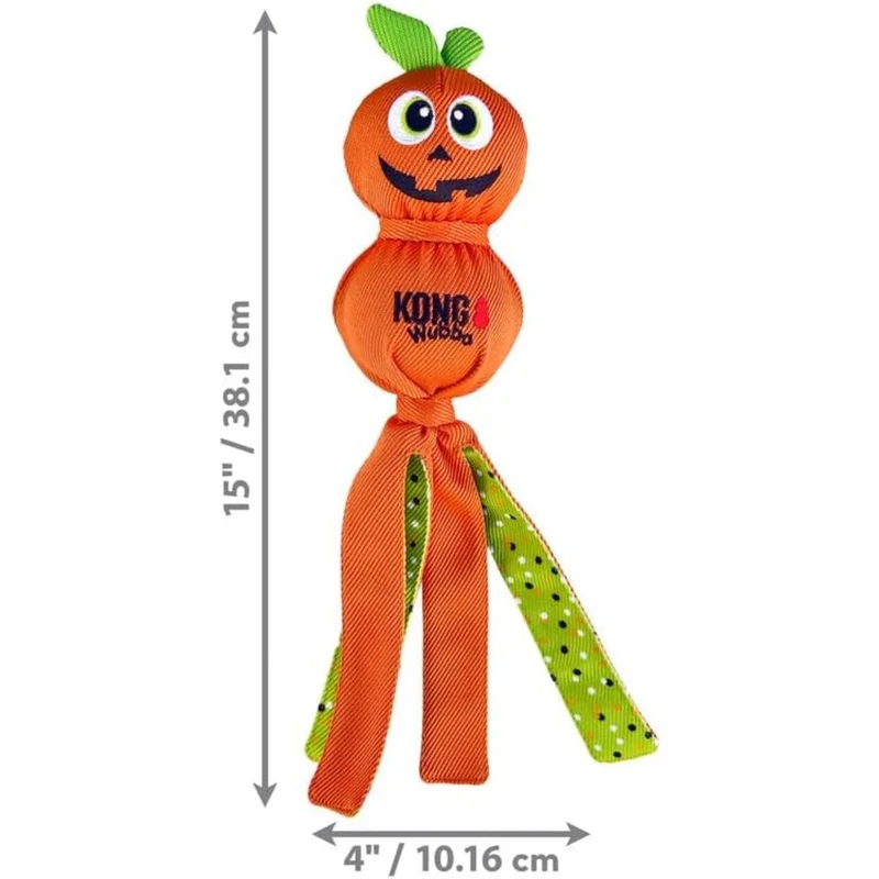 KONG Halloween Wubba Ballistic Zerrspielzeug für Hunde – Frankenstein & Kürbis Größe L