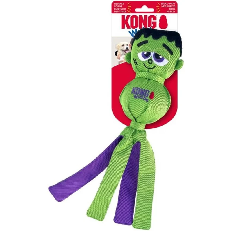 KONG Halloween Wubba Ballistic Zerrspielzeug für Hunde – Frankenstein & Kürbis Größe L