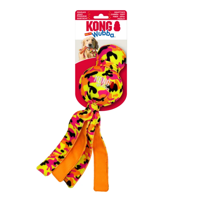 KONG Wubba Ballistic High-Viz – Zerrspielzeug für Hunde | auffällige Farben