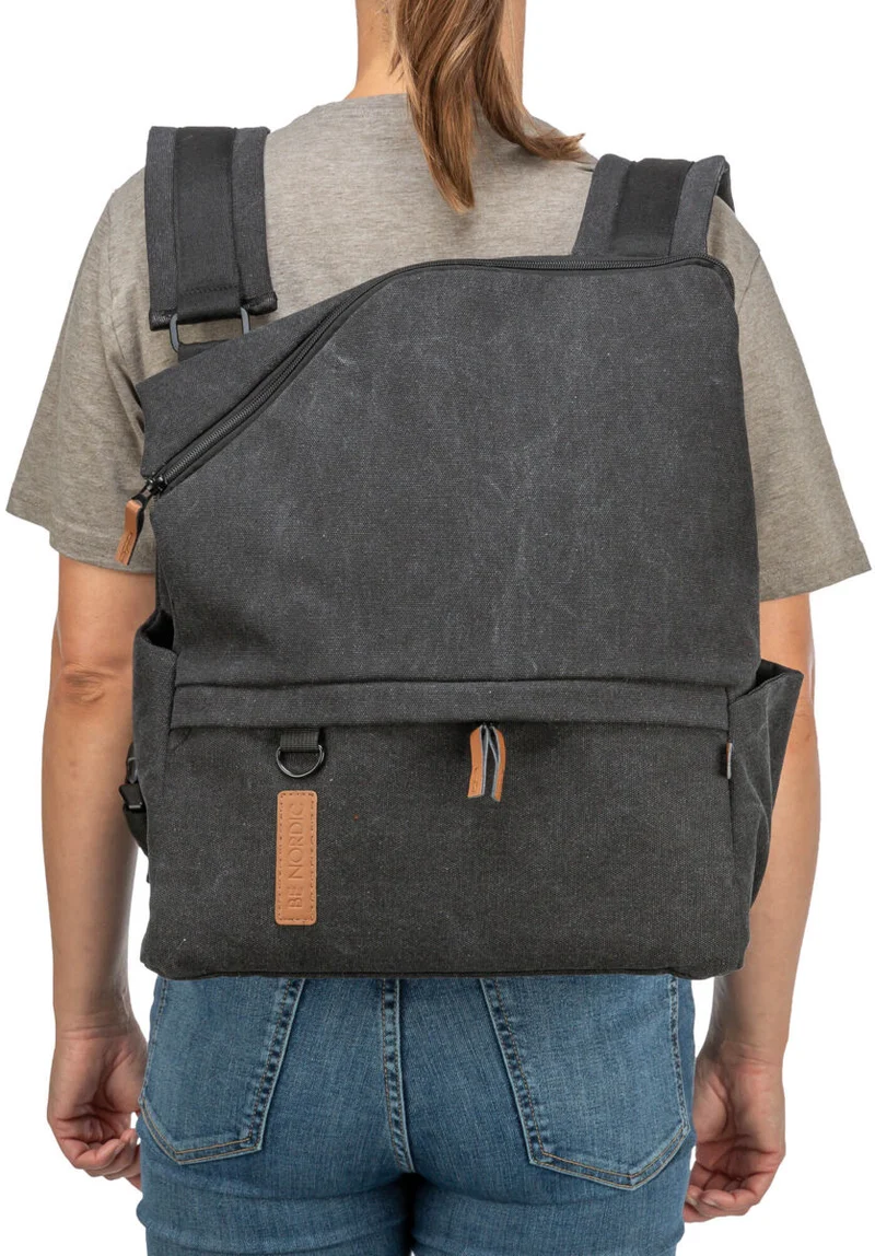 BE NORDIC 2in1 Hunderucksack und Cross-Body Tasche Bjorn in Canvas-Optik mit integriertem Beutelspender