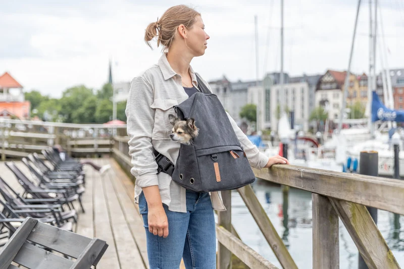 BE NORDIC 2in1 Hunderucksack und Cross-Body Tasche Bjorn in Canvas-Optik mit integriertem Beutelspender