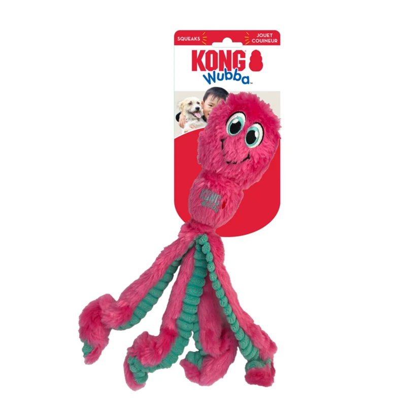 KONG Wubba Octopus – Plüsch-Zerrspielzeug für Hunde mit Quietscher | S & L