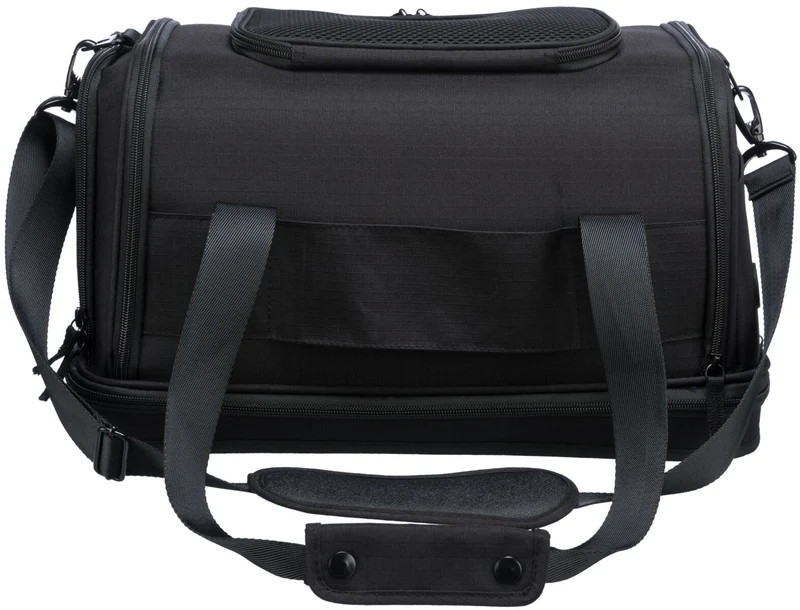 Schwarze Flugzeugtasche Plane für Hunde und Katzen, eckige Form mit Trolley-Schlaufe