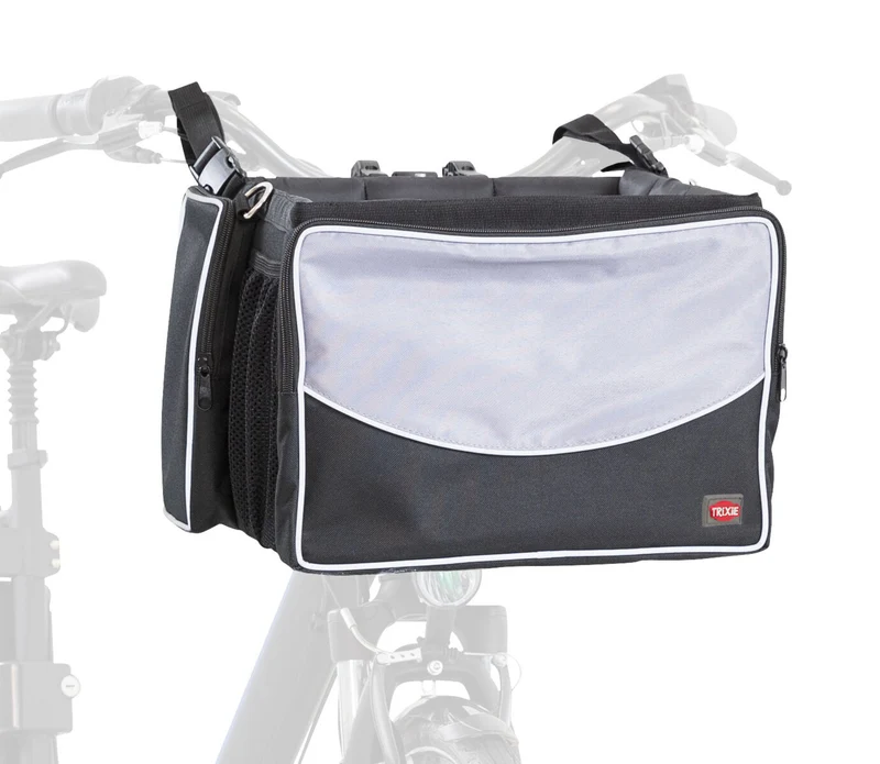 Hundefahrradkorb Front-Box für vorne mit Außentaschen und Schultergurt