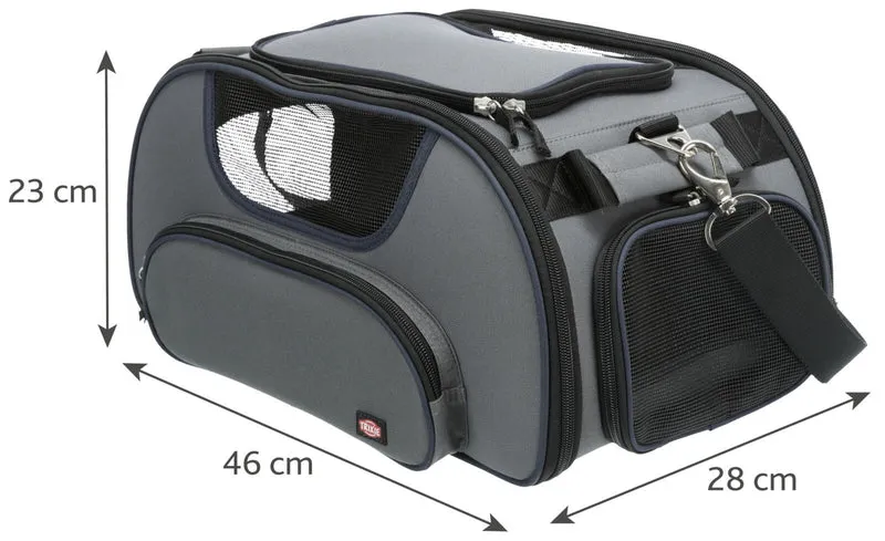 Graue Flugzeugtasche Wings für Hunde und Katzen mit Traglast bis zu 20 kg und Trolley-Schlaufe