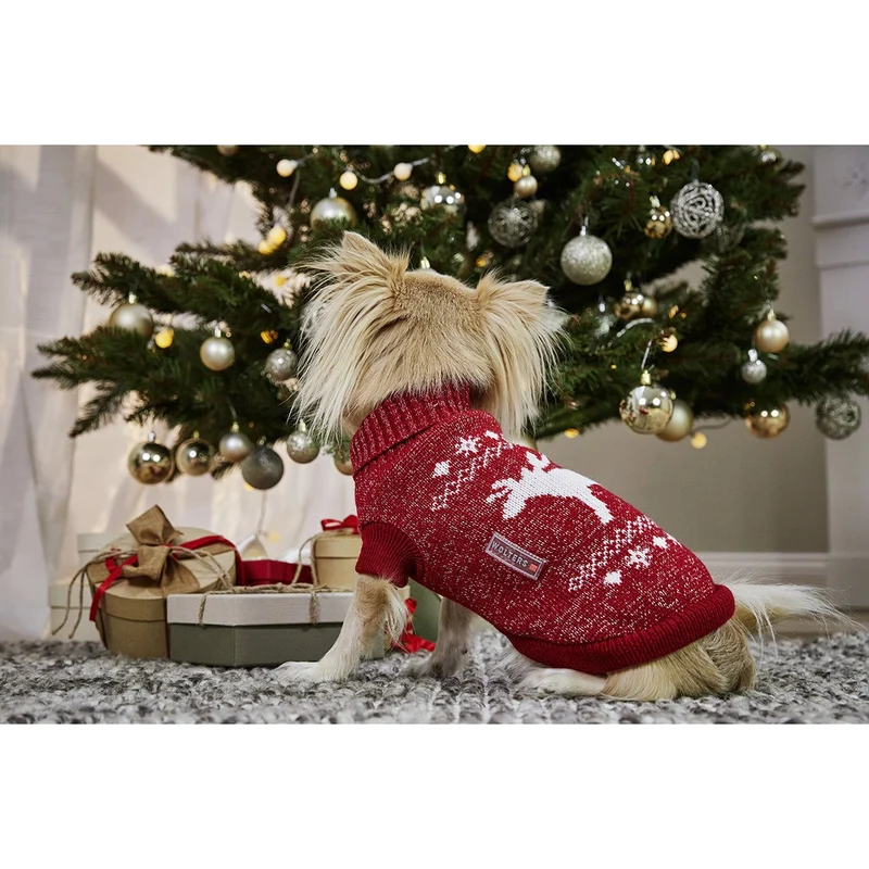 Wolters Strickpullover Elch mit Glitzer Weihnachten Hundepullover