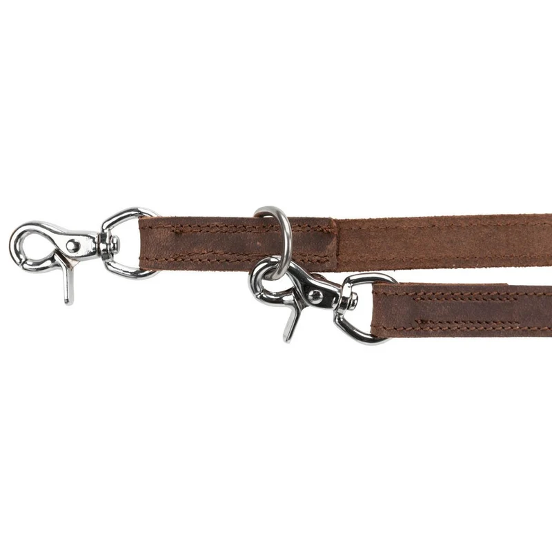TRIXIE Rustic Fettleder-Verlängerungsleine Hund – 3-fach verstellbar, Trigger Snap Hook, 2 m