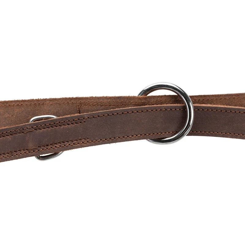 TRIXIE Rustic Fettleder-Verlängerungsleine Hund – 3-fach verstellbar, Trigger Snap Hook, 2 m