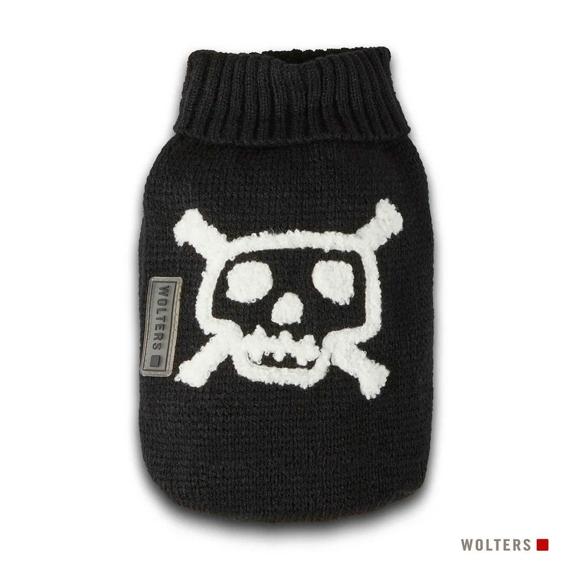 Wolters Hunde Strickpullover Totenkopf – Halloween Hundepullover schwarz, Gr. 20–50 cm