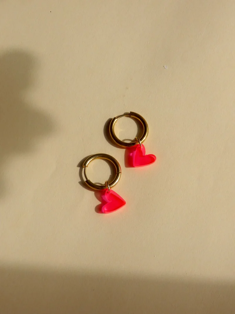 Pink Neon Herz Creolen