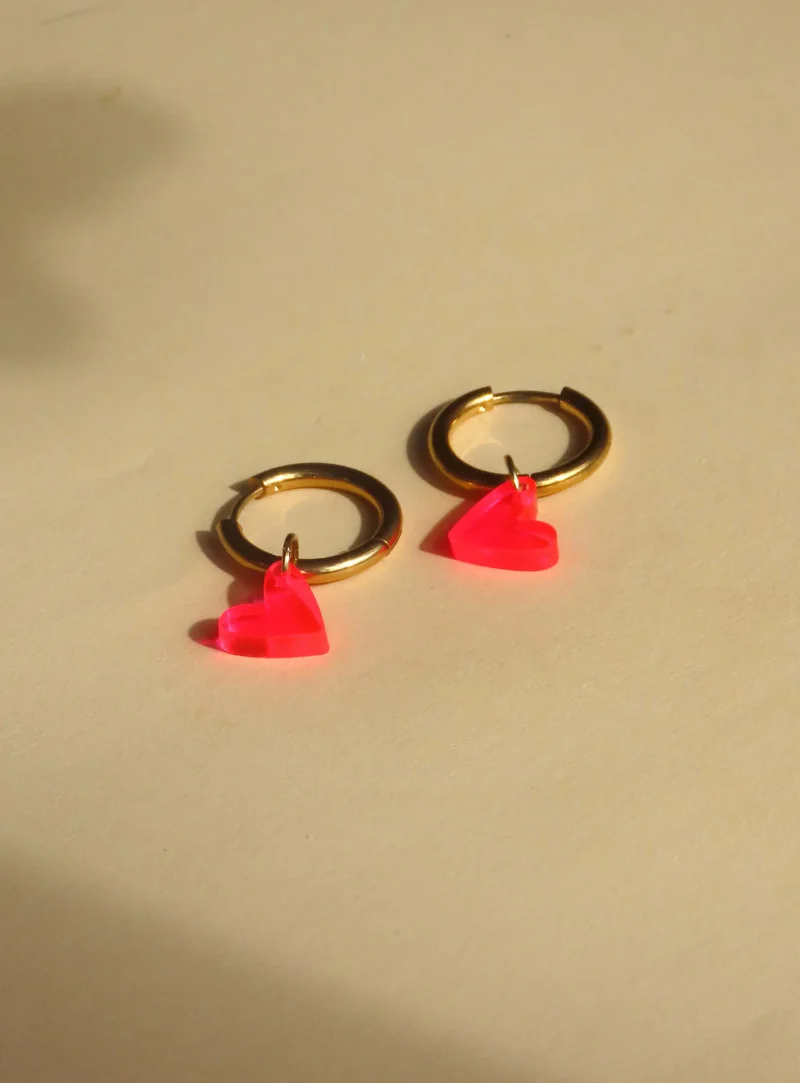 Pink Neon Herz Creolen