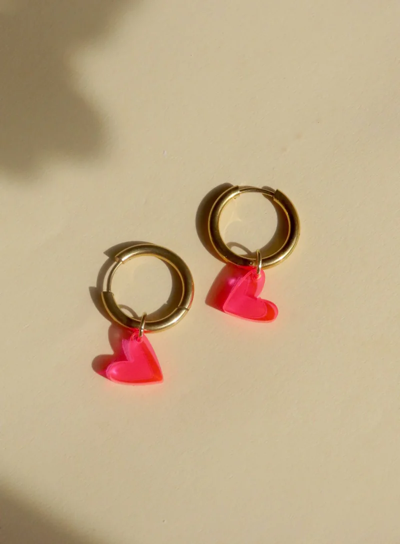 Pink Neon Herz Creolen