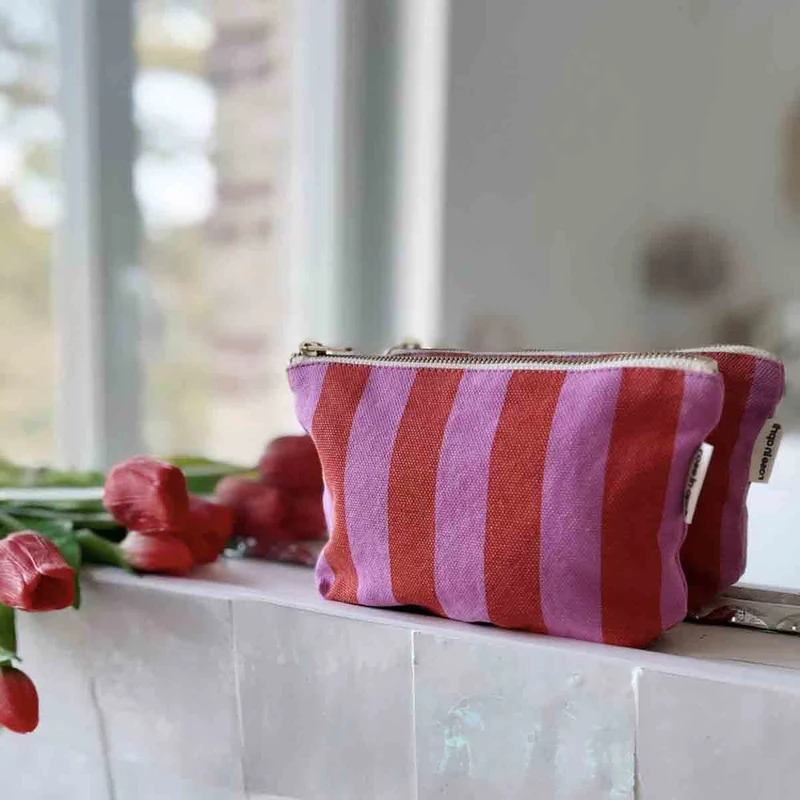Kosmetiktasche SOFIA mit Streifen Pink/Rot