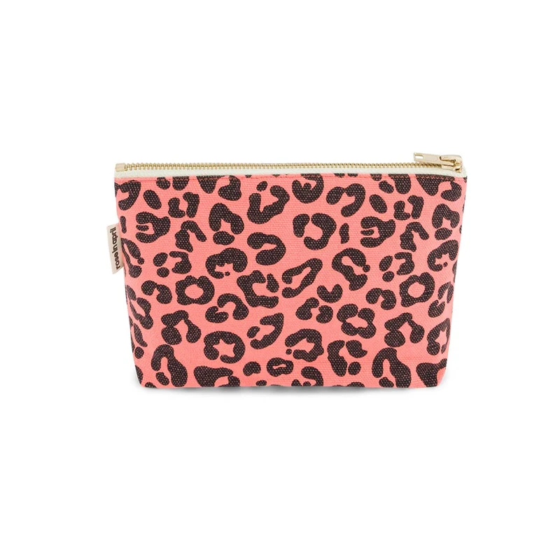 Kosmetiktasche SOFIA in Koralle mit Leoprint