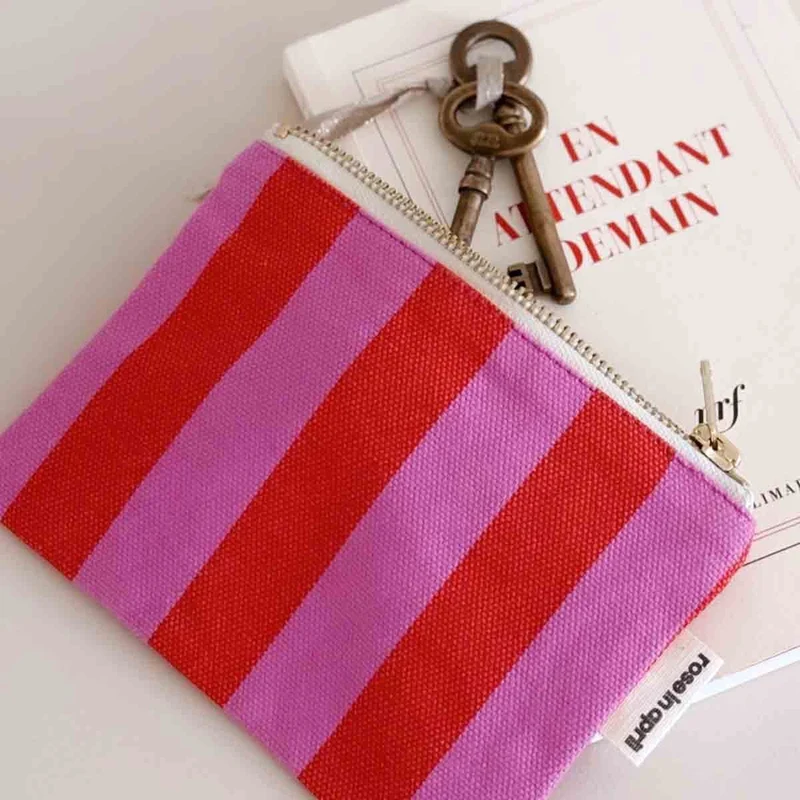 Pouch MARIE gestreift Pink/Rot