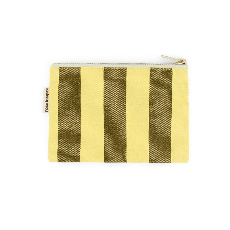 Pouch MARIE gestreift Zitrone/Olive