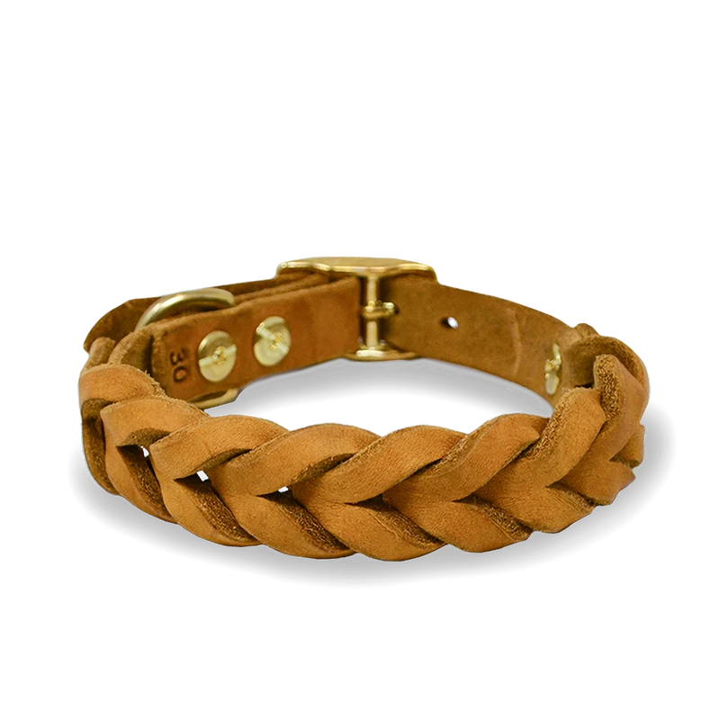 Hundehalsband aus Fettleder für kleine Hunde | Cognac