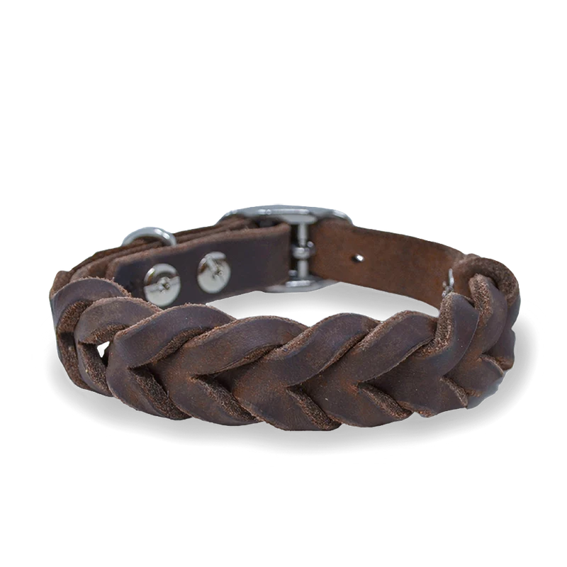 Hundehalsband aus Fettleder für kleine Hunde | Dunkelbraun