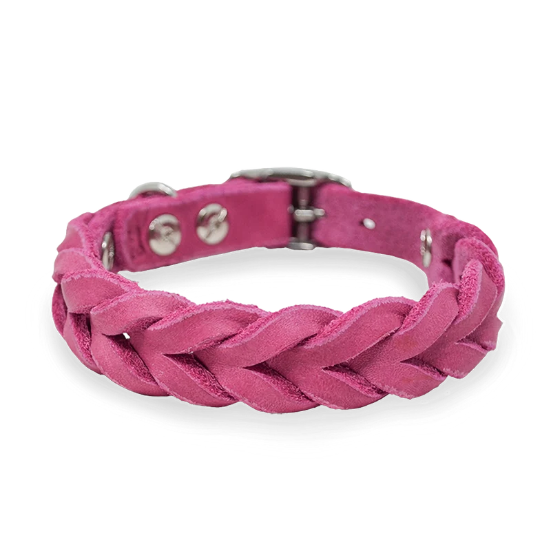 Hundehalsband aus Fettleder für kleine Hunde | Pink Berry