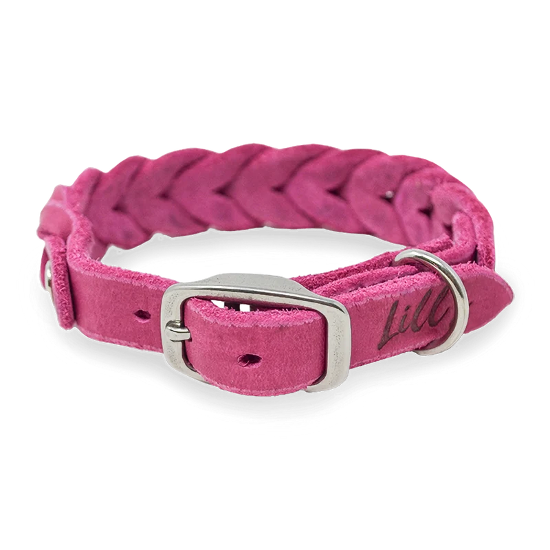 Hundehalsband aus Fettleder für kleine Hunde | Pink Berry