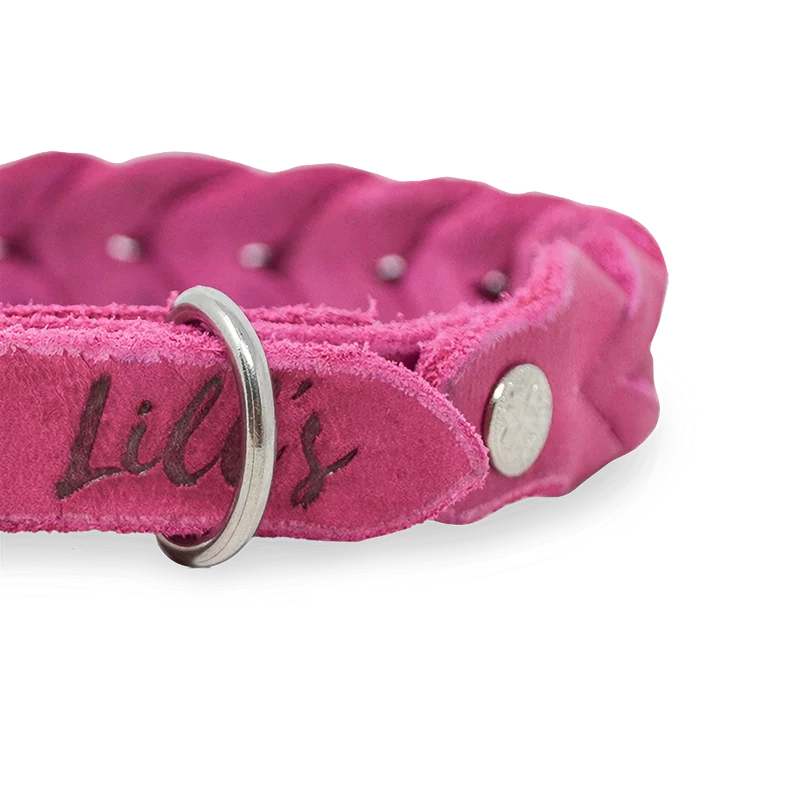 Hundehalsband aus Fettleder für kleine Hunde | Pink Berry