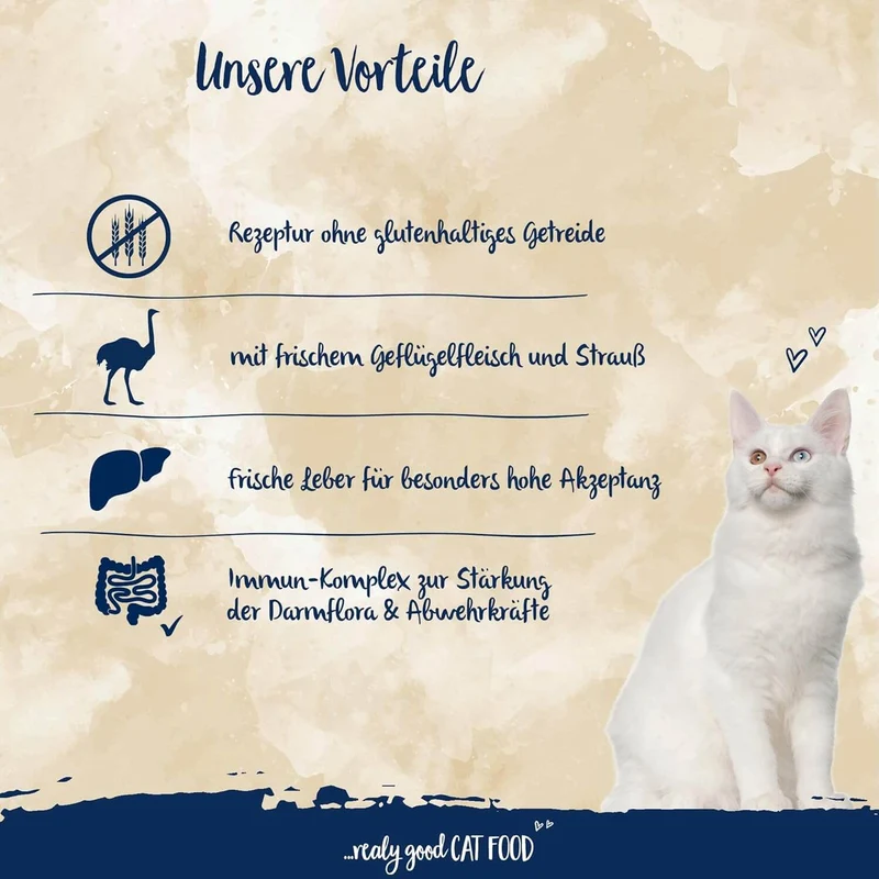 Sanabelle mit Strauß - Katzenfutter