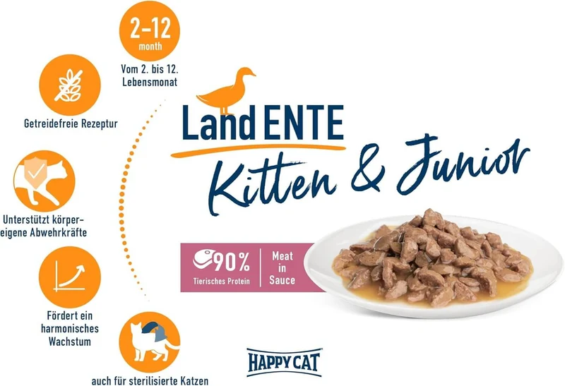 Happy Cat Kitten & Junior Land Ente Nassfutter