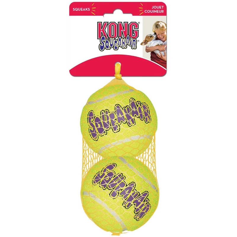 KONG AirDog Squeakair Tennisbälle mit Quietscher für Hunde – Zahnschonendes Apportierspielzeug