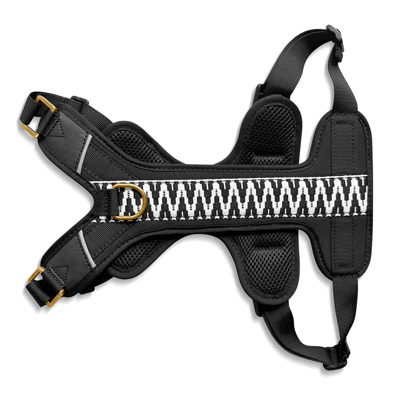 Premium Hundegeschirr Gepolstert Schwarz/Weiß