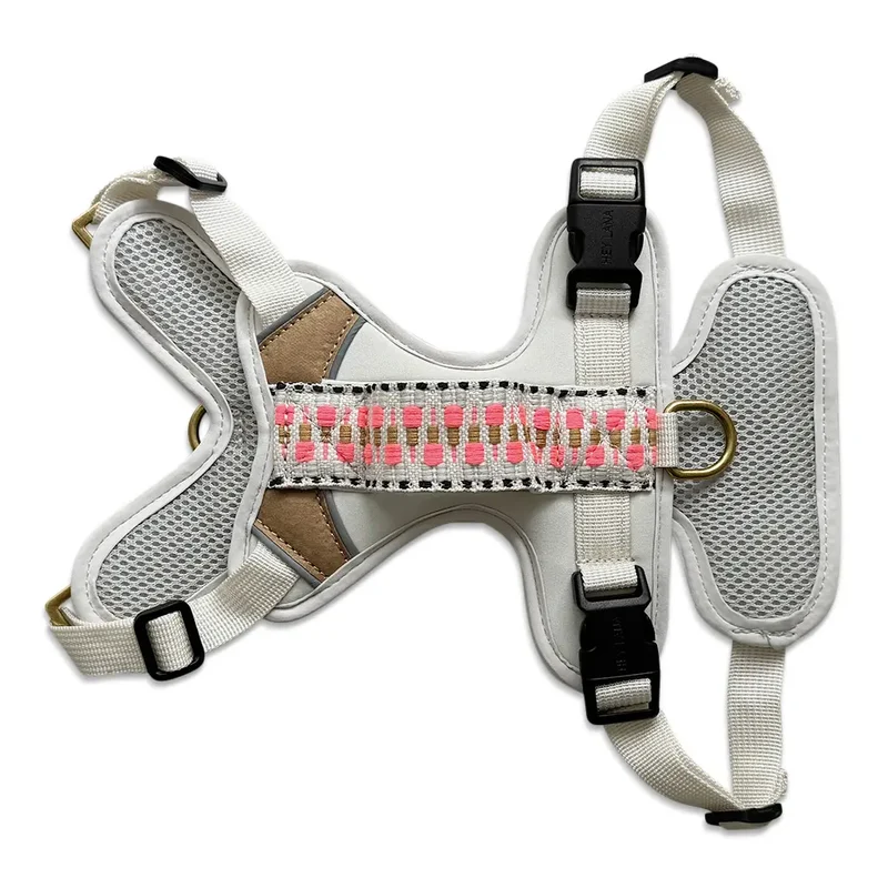 Premium Hundegeschirr Gepolstert Grau/Pink