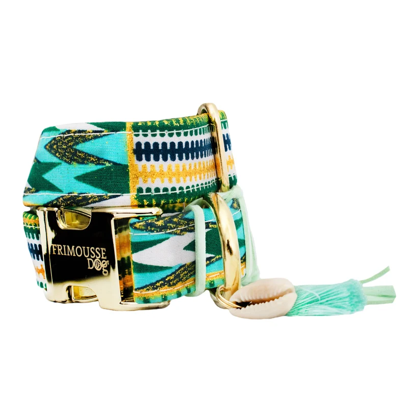 Handgemachtes Hundehalsband Baumwolle Glitzereffekt – Ancara