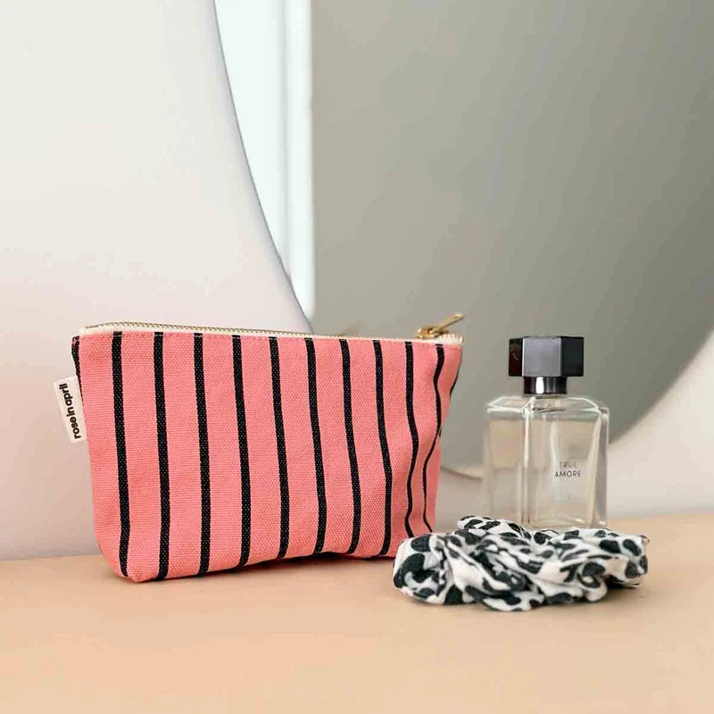Kosmetiktasche SOFIA Funky Pink mit schwarzen Streifen