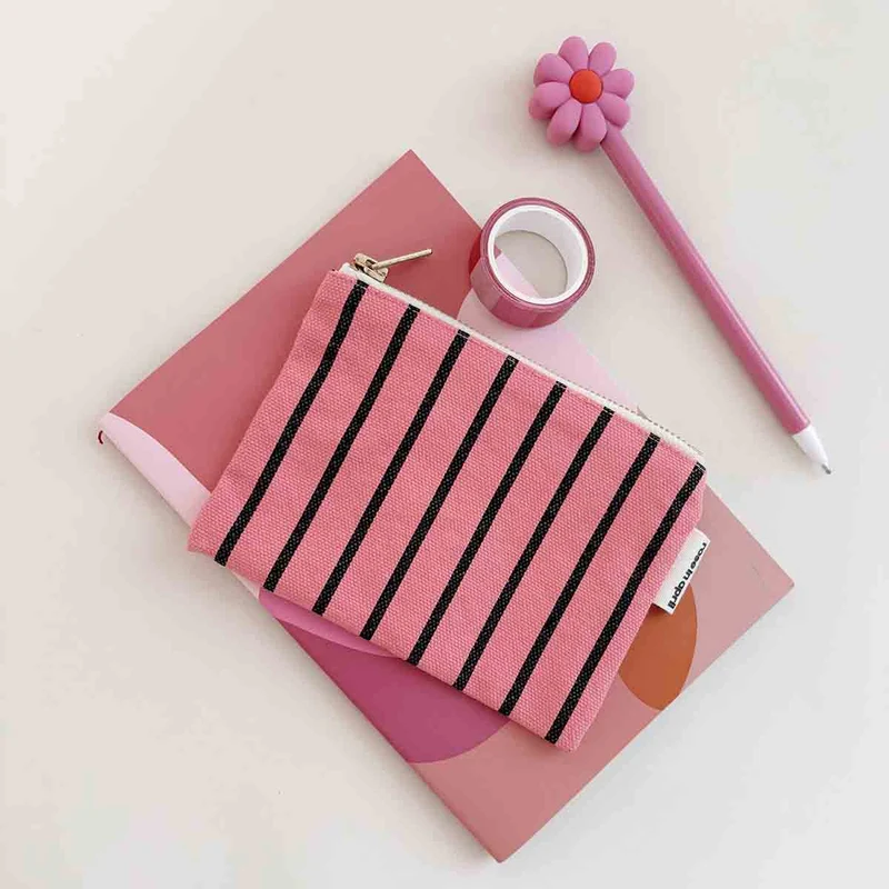 Pouch MARIE Funky Pink mit schwarzen Streifen