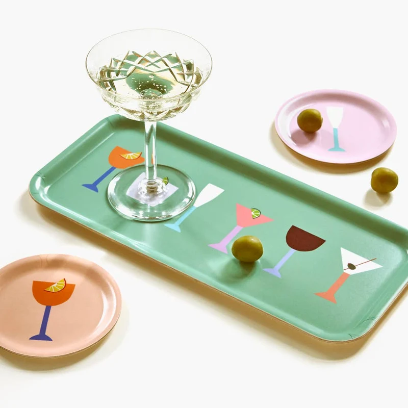 Serviertablett COCKTAILS green