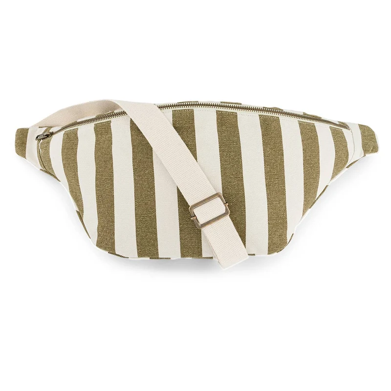 Gürteltasche DAMIER gestreift Olivgrün/Greige