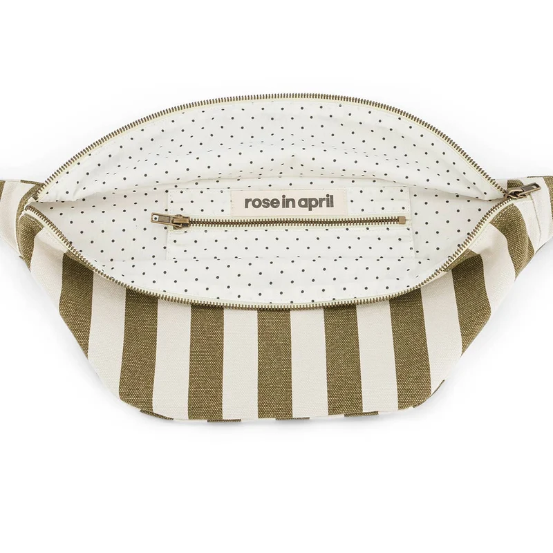 Gürteltasche DAMIER gestreift Olivgrün/Greige