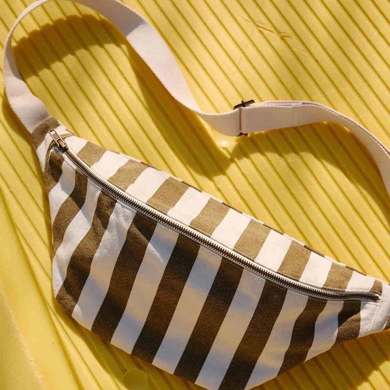 Gürteltasche DAMIER gestreift Olivgrün/Greige