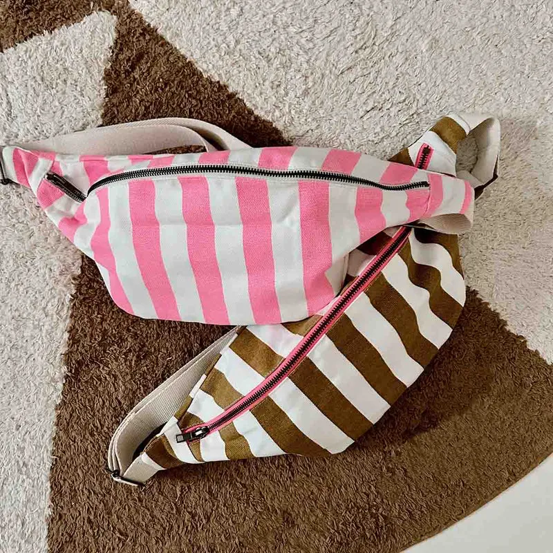 NEONPINKE GESTREIFTE GÜRTELTASCHE