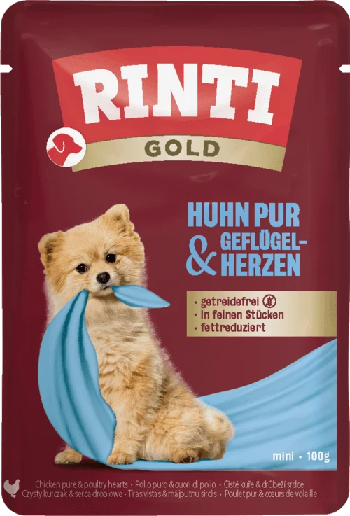 Rinti Gold Huhn Pur & Geflügelherzen Frischebeutel