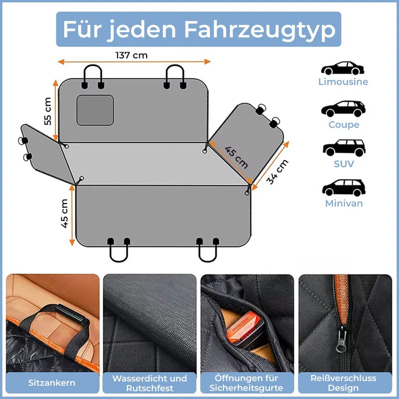 Hundedecke Auto Rückbank + Kofferraum