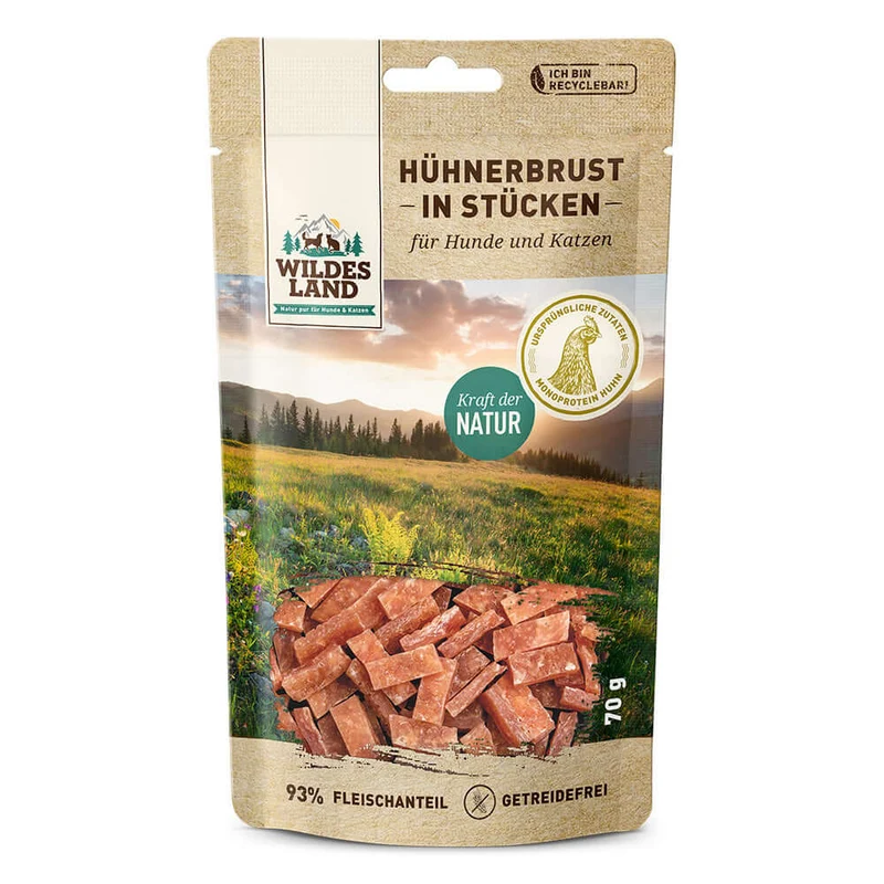 Wildes Land Fleischsnacks Hühnerbrust in Stücken