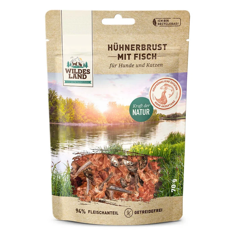Wildes Land Fleischsnacks Hühnerbrust mit Fisch Snack
