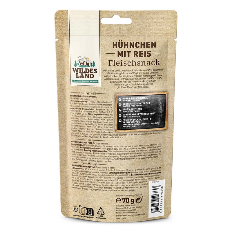 Wildes Land Fleischsnacks Hühnchen mit Reis