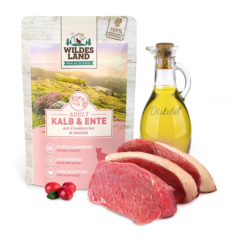 Wildes Land Katze - Kalb und Ente