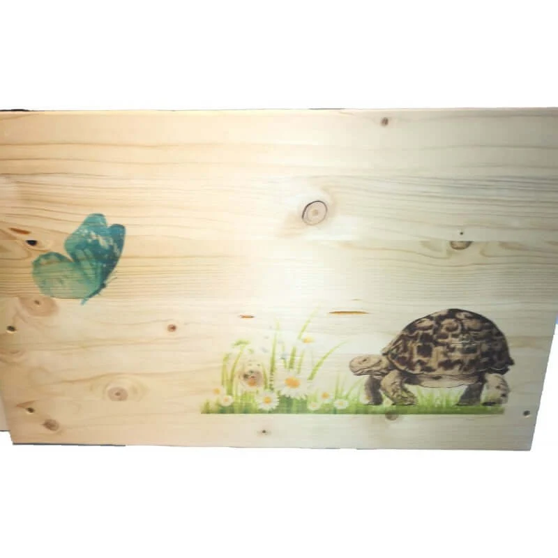 Schildkrötenhaus XXL 80x40x32cm mit Windfang, Holzlasur & Aufklappbar